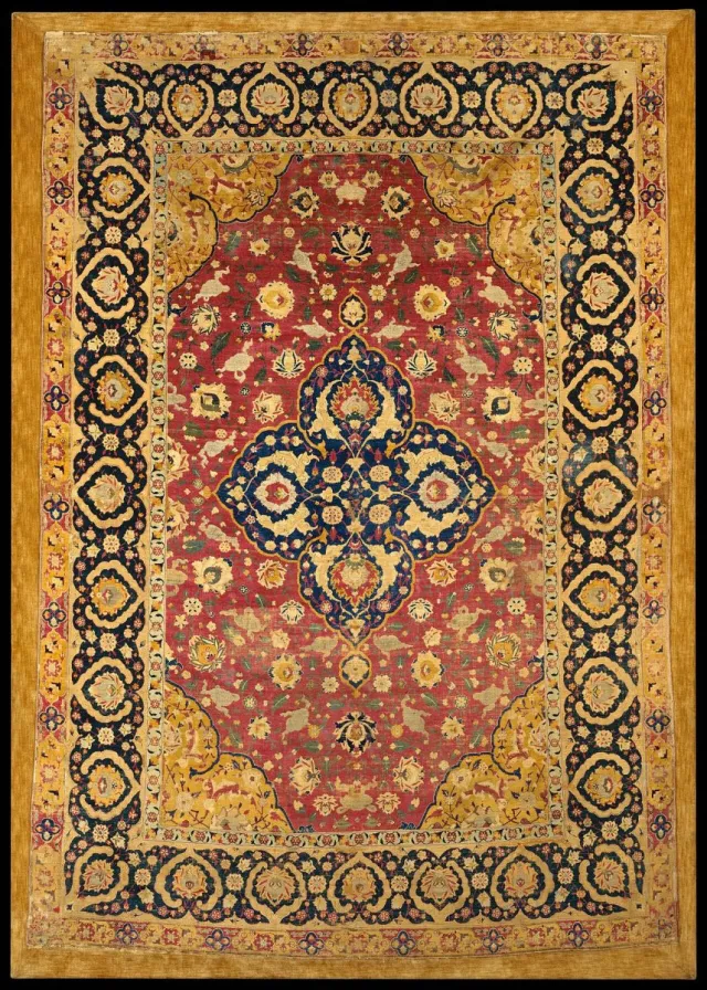 Hand-Knotted Kashan Medallion Carpet