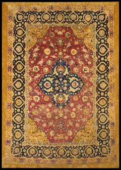 Hand-Knotted Kashan Medallion Carpet