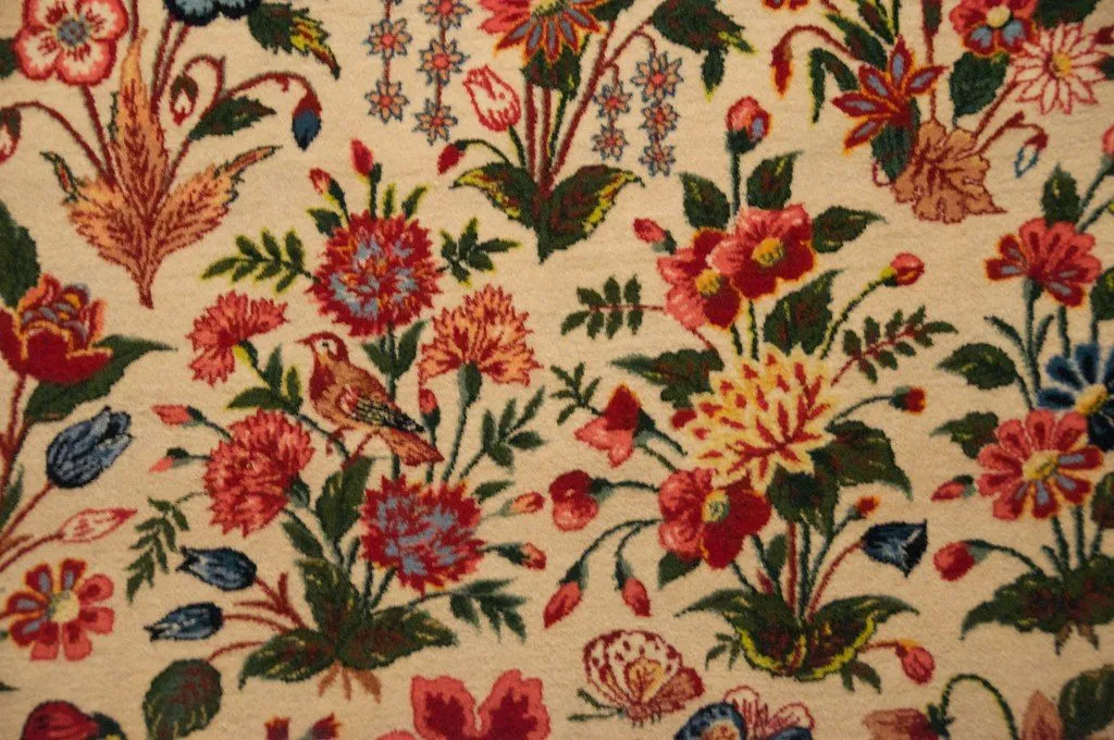 Hand-Knotted Qom Silk Rug